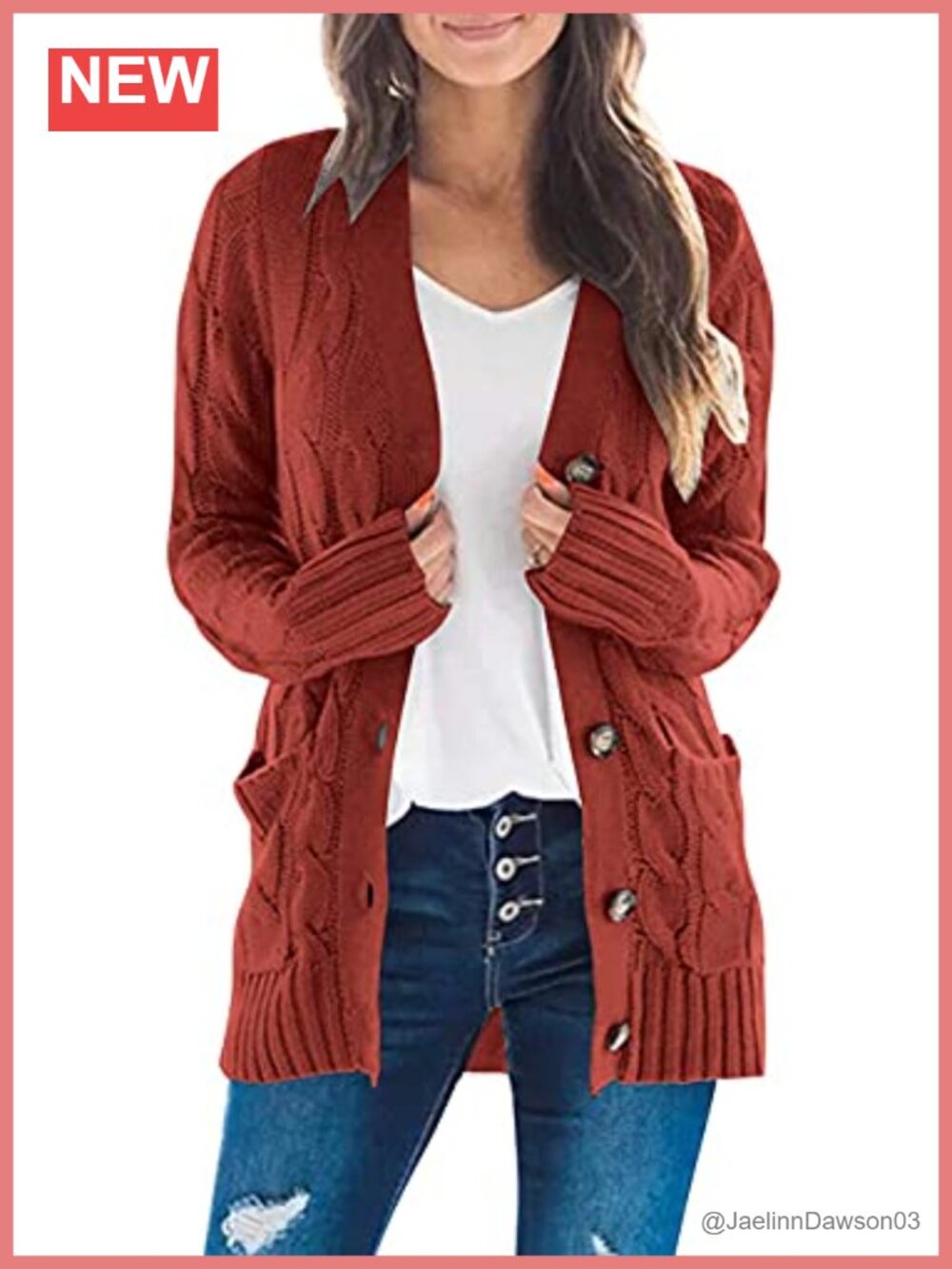 Ninfort Cable Knit Cardigan Sweater Women Button Down Long Sleeve Pockets